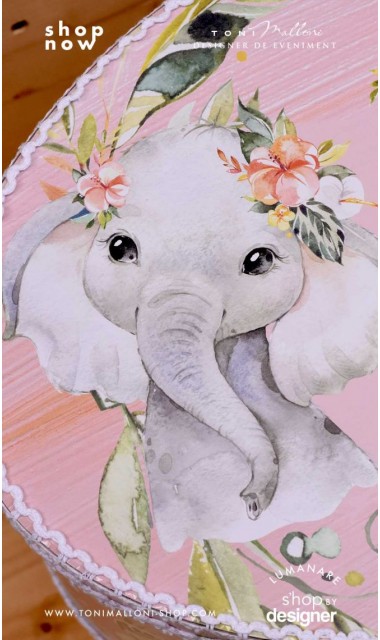 Trusou de botez cu elefantica si flori tropicale Elephant Baby Girl 5